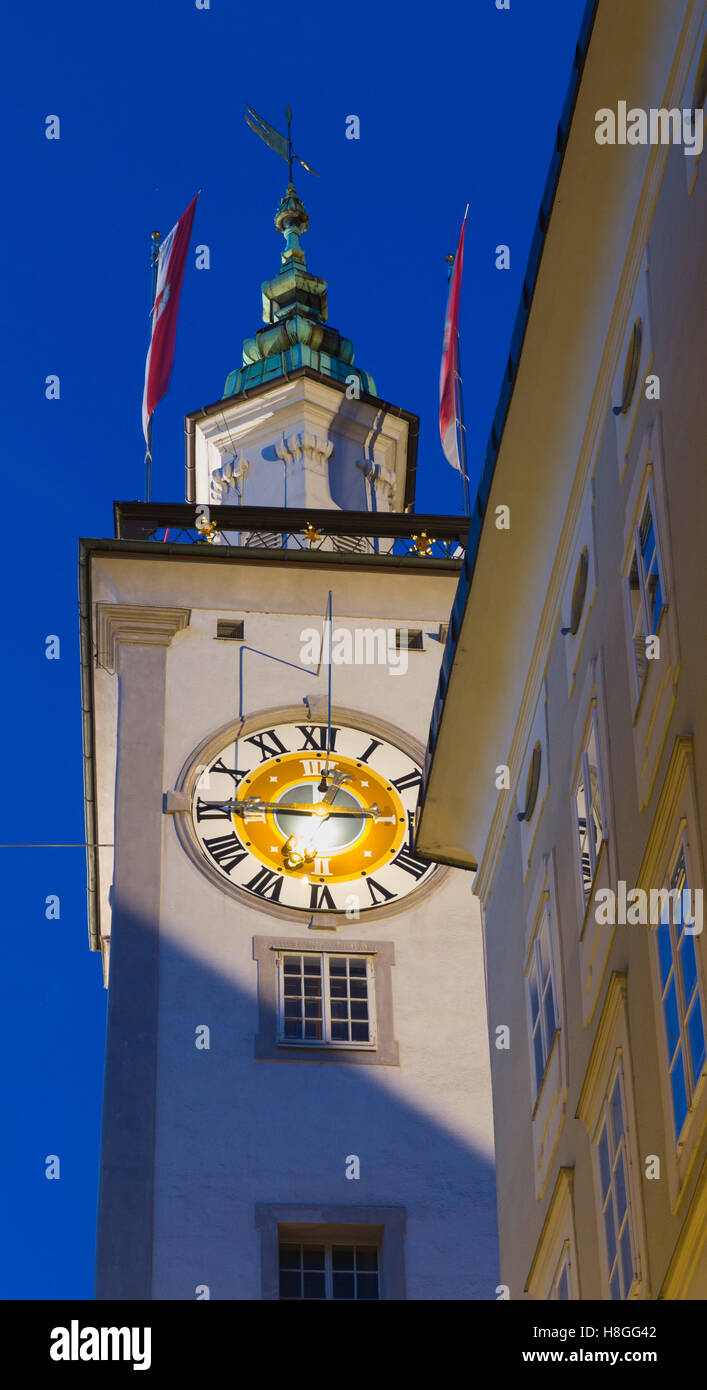 Salzburg city hall clock tower hi-res stock photography and images - Alamy