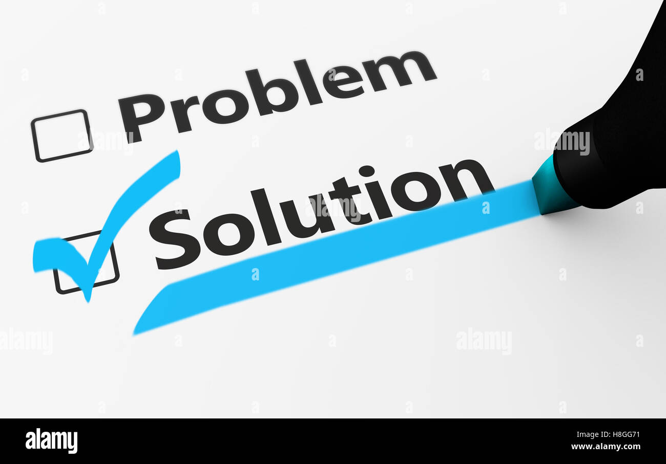 Problem solution sign on checklist business concept 3d illustration. Stock Photo