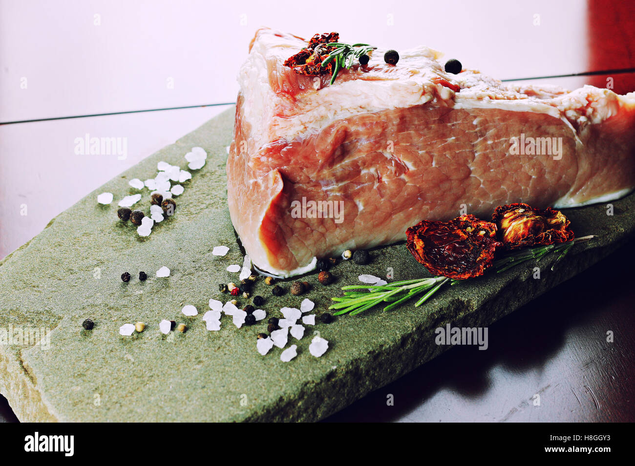 meat raw spices pepper Stock Photo Alamy