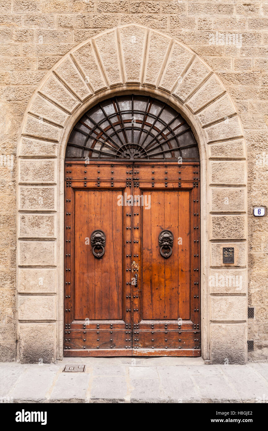An old wooden door in Florence, Italy Stock Photo - Alamy