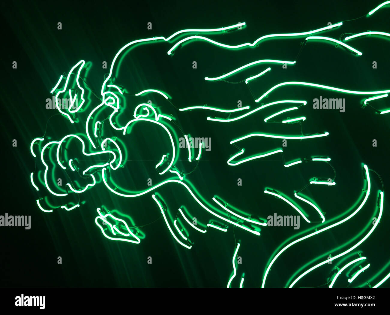 Nizhny Arkhyz, Russia. 14th Oct, 2016. A neon istallation of the wind god Aeolus by Anna Titova (Russia) can be seen in the Selentshuk observatory near Nizhny Arkhyz, Russia, 14 October 2016. Photo: SIMON MRAZ/dpa/Alamy Live News Stock Photo