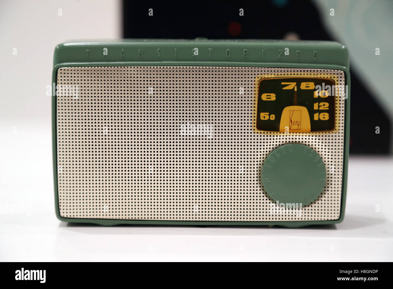 Tokyo, Japan. 12th Nov, 2016. Japan's electronics giant Sony displays the company's transistor radio receiver 'TR-55' produced in 1955 at the company's retrospective exhibition 'It's a Sony exhibition' at the Sony building in Ginza in Tokyo on Saturday, November 12, 2016. Sony exhibited the company's historical products at the building which was built 50 years ago as Sony will close Sony's landnark Sony building on March 31, 2017 and will open Sony park in 2018 at the place. Credit:  Yoshio Tsunoda/AFLO/Alamy Live News Stock Photo
