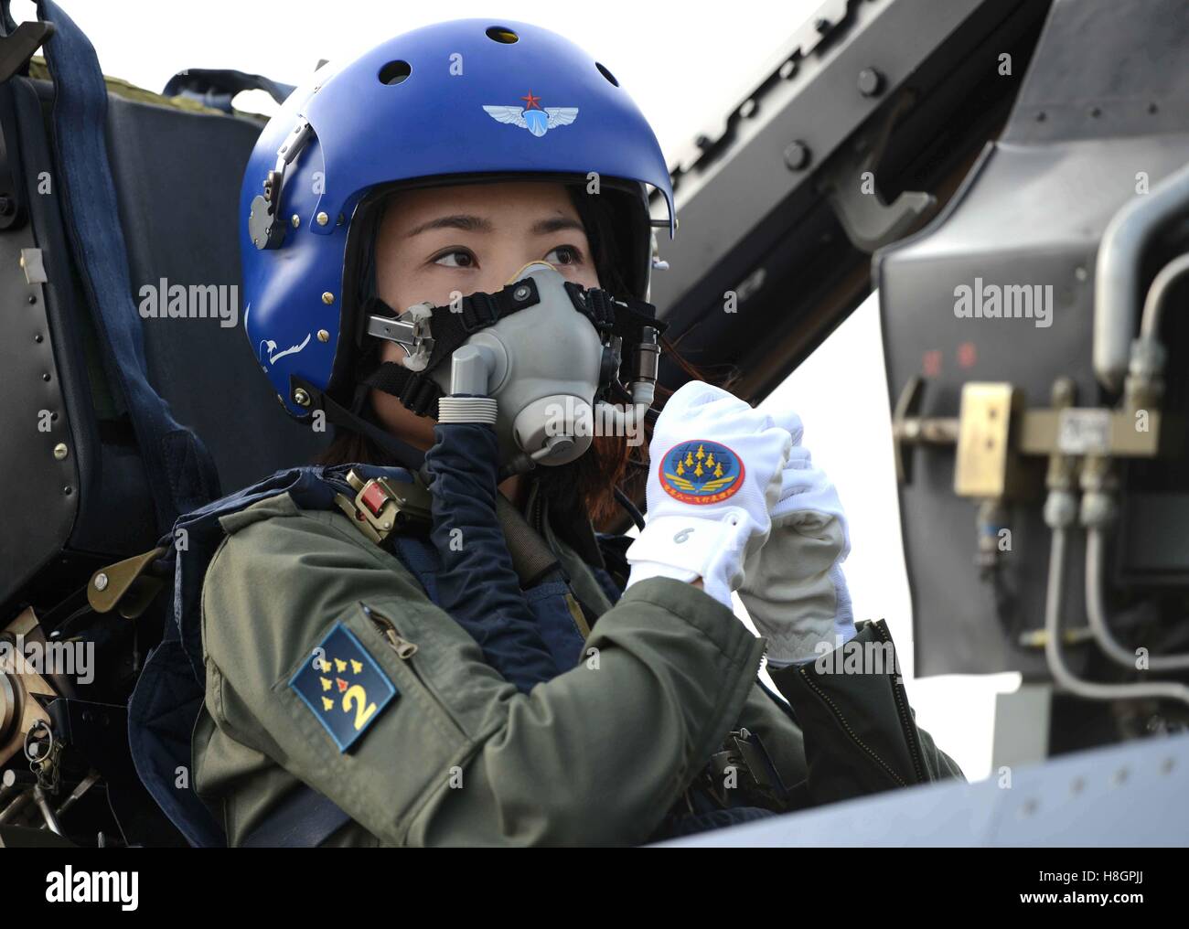Beijing, China. 13th Nov, 2016. This file photo shows Chinese female J-10 fighter pilot Yu Xu. Yu died in an accident during a routine flight training on Saturday, an Air Force spokesman said. © Shen Ling/Xinhua/Alamy Live News Stock Photo