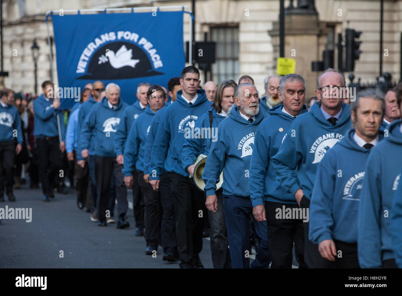 London, UK. 13th November, 2016. Ex-services personnel from Veterans For Peace attend the Remembrance Sunday ceremony at the Cenotaph in London. Credit:  Mark Kerrison/Alamy Live News Stock Photo