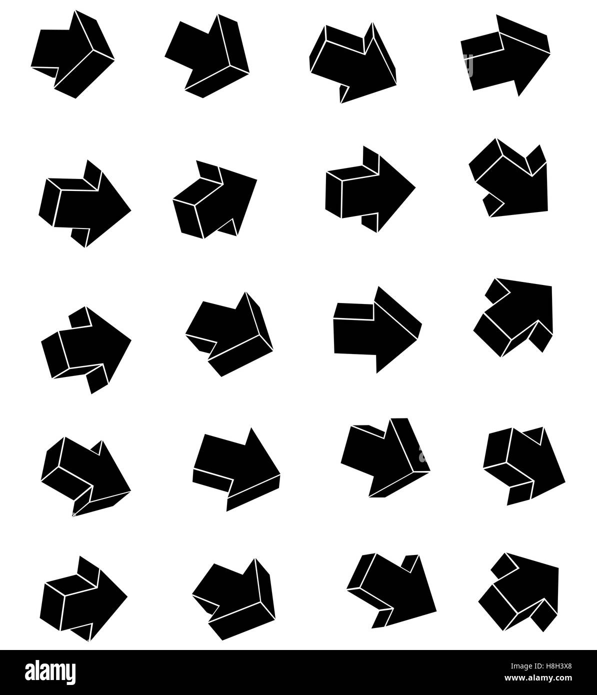 arrow white outline icon collection over white background Stock Vector ...