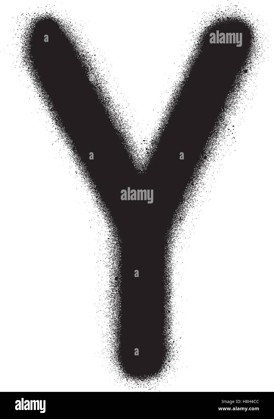 sprayed Y font graffiti in black over white Stock Vector