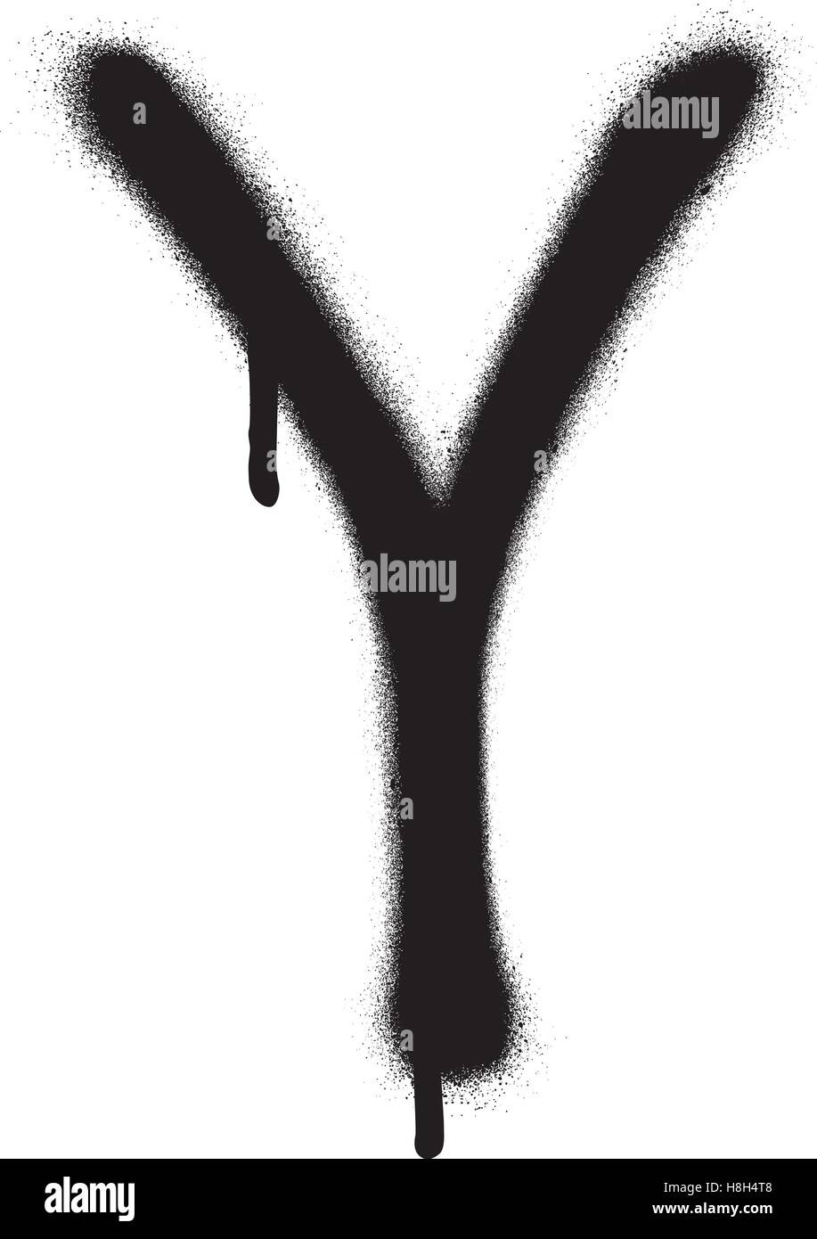 sprayed Y font graffiti with leak in black over white Stock Vector