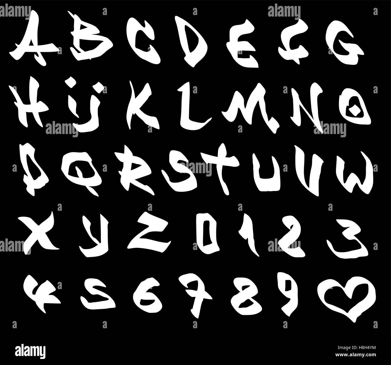 graffiti marker font and number alphabet over black Stock Vector Image &  Art - Alamy