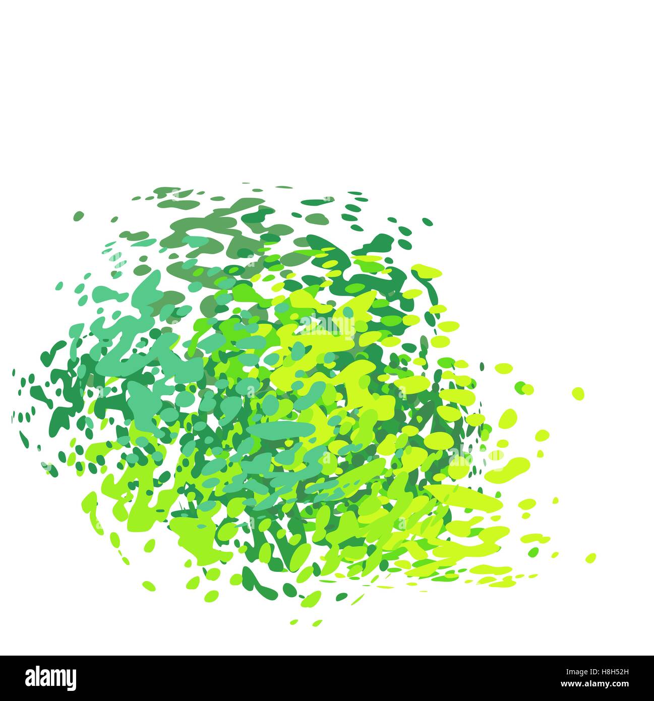 abstract liquid green drip splatter silhouette on white Stock Vector