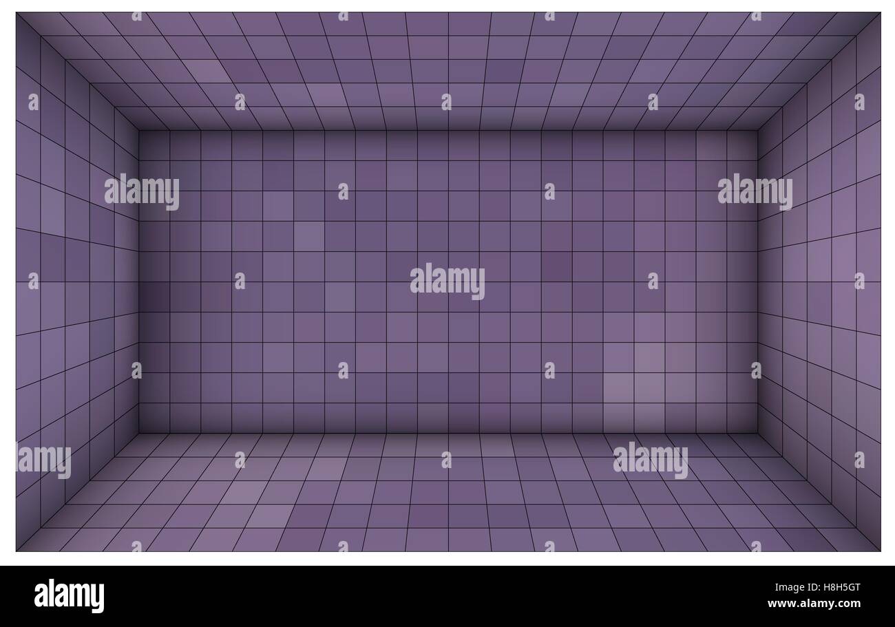 empty futuristic room with purple walls and subdivision Stock Vector
