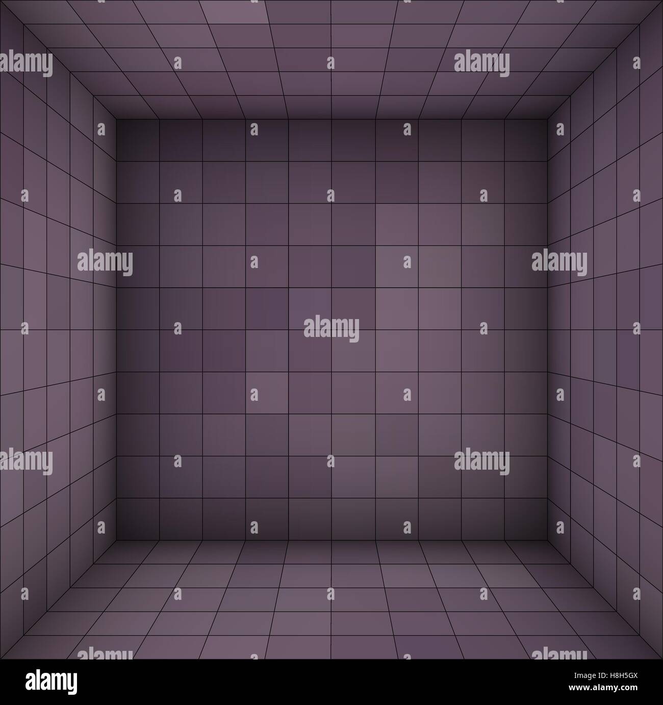 empty futuristic room with purple walls and subdivision Stock Vector