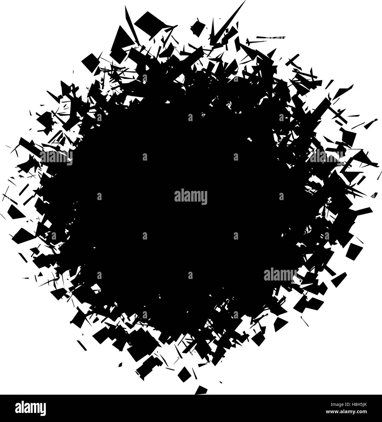 exploded futuristic round shape in black over white Stock Vector Image ...