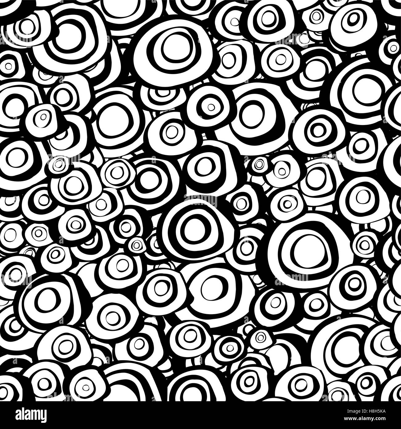 seamless loop spiral concentric circles background in black and white ...