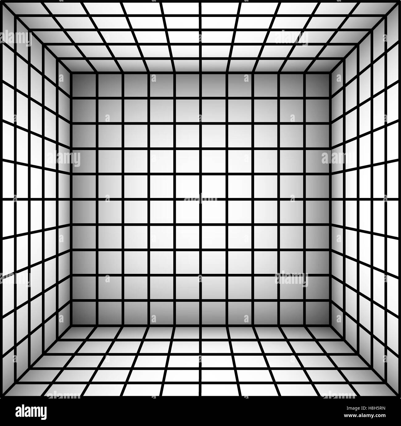square futuristic room with shaded wall and subdivision Stock Vector