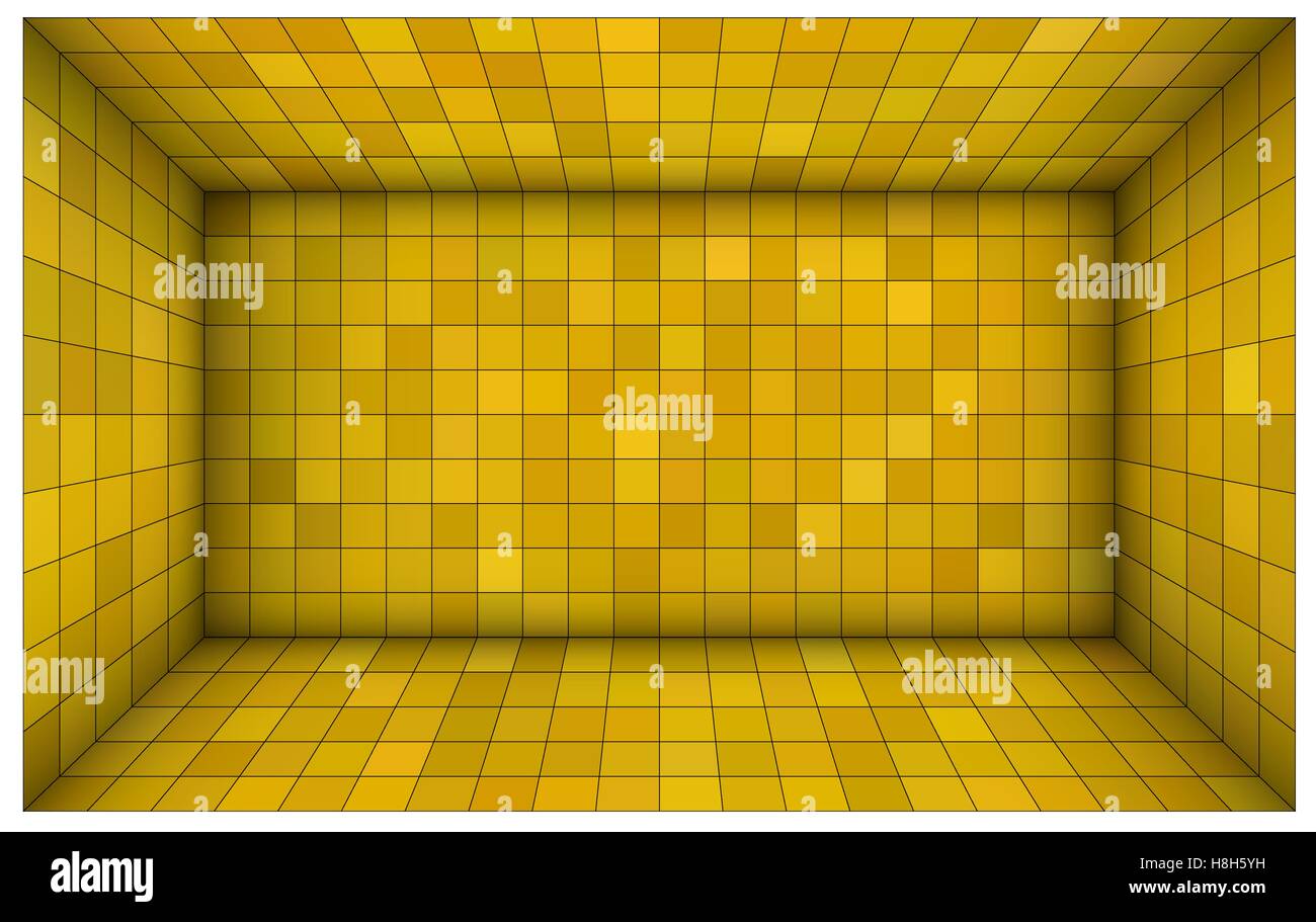 empty futuristic room with yellow walls and subdivision Stock Vector