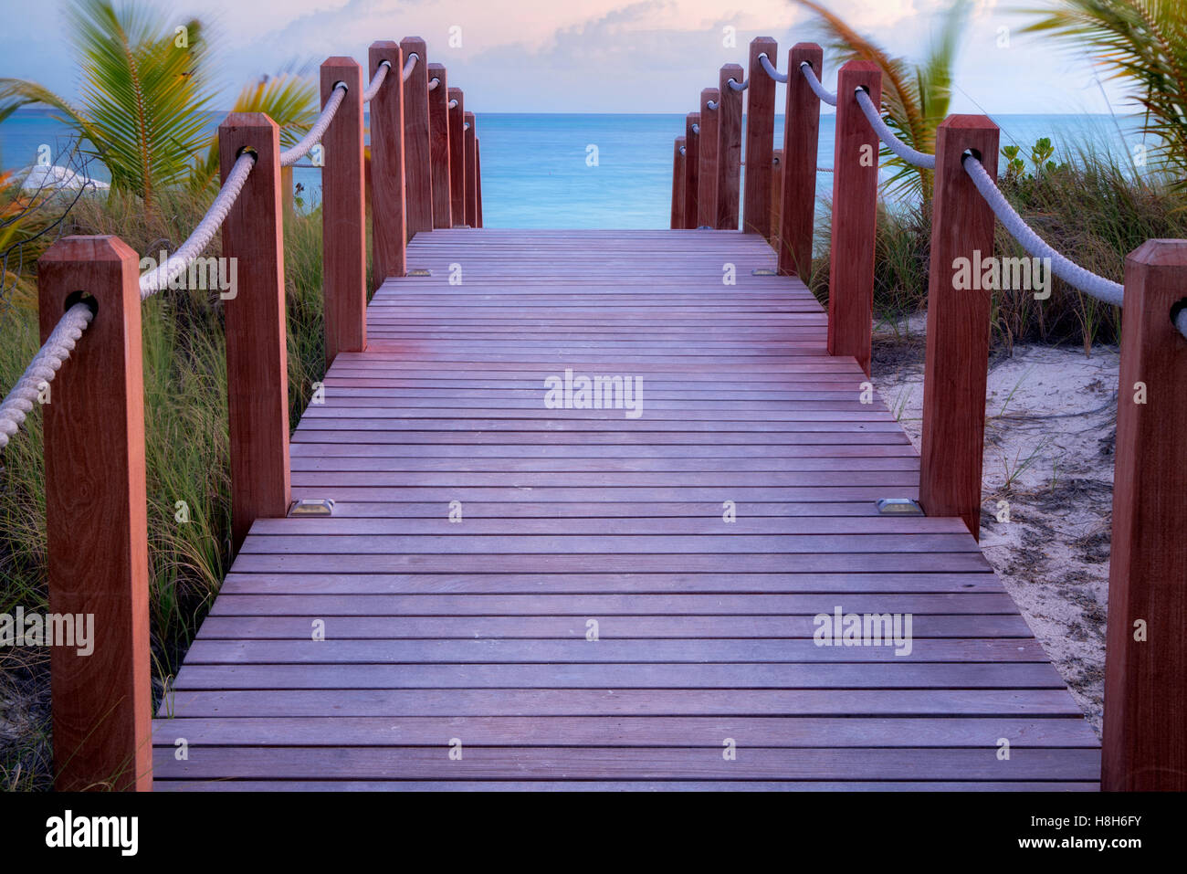 Pathway to ocean. Turks and Caicos. Providenciales. Stock Photo