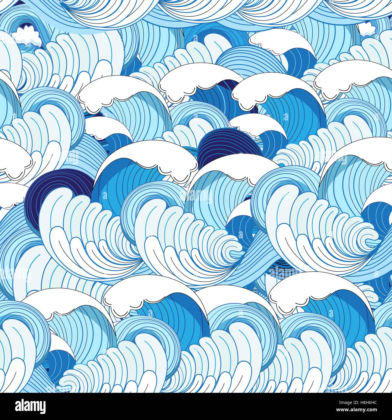 Vector beautiful seamless pattern with sea waves Stock Vector Image ...