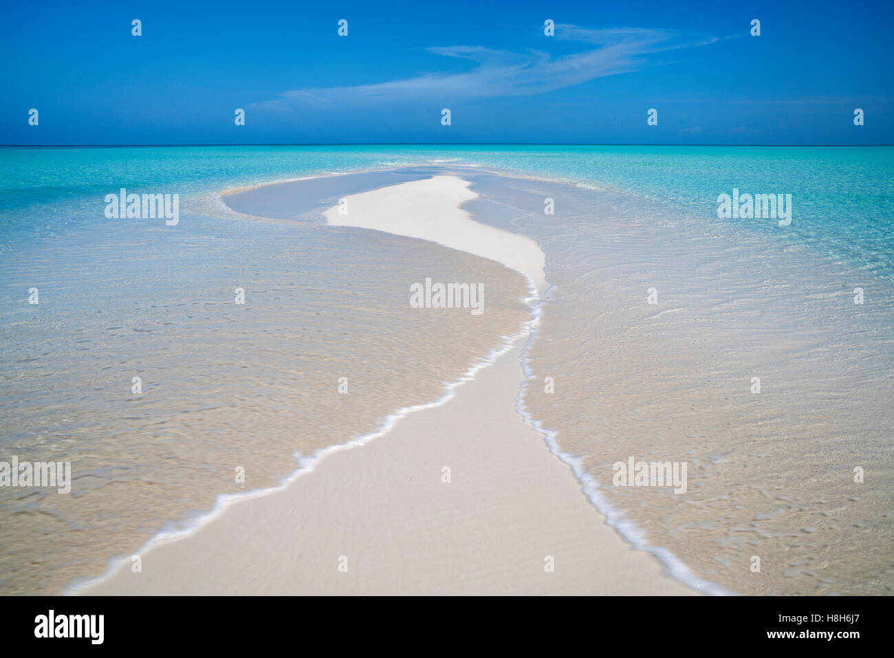Small sand island. Turks and Caicos. Providenciales Stock Photo