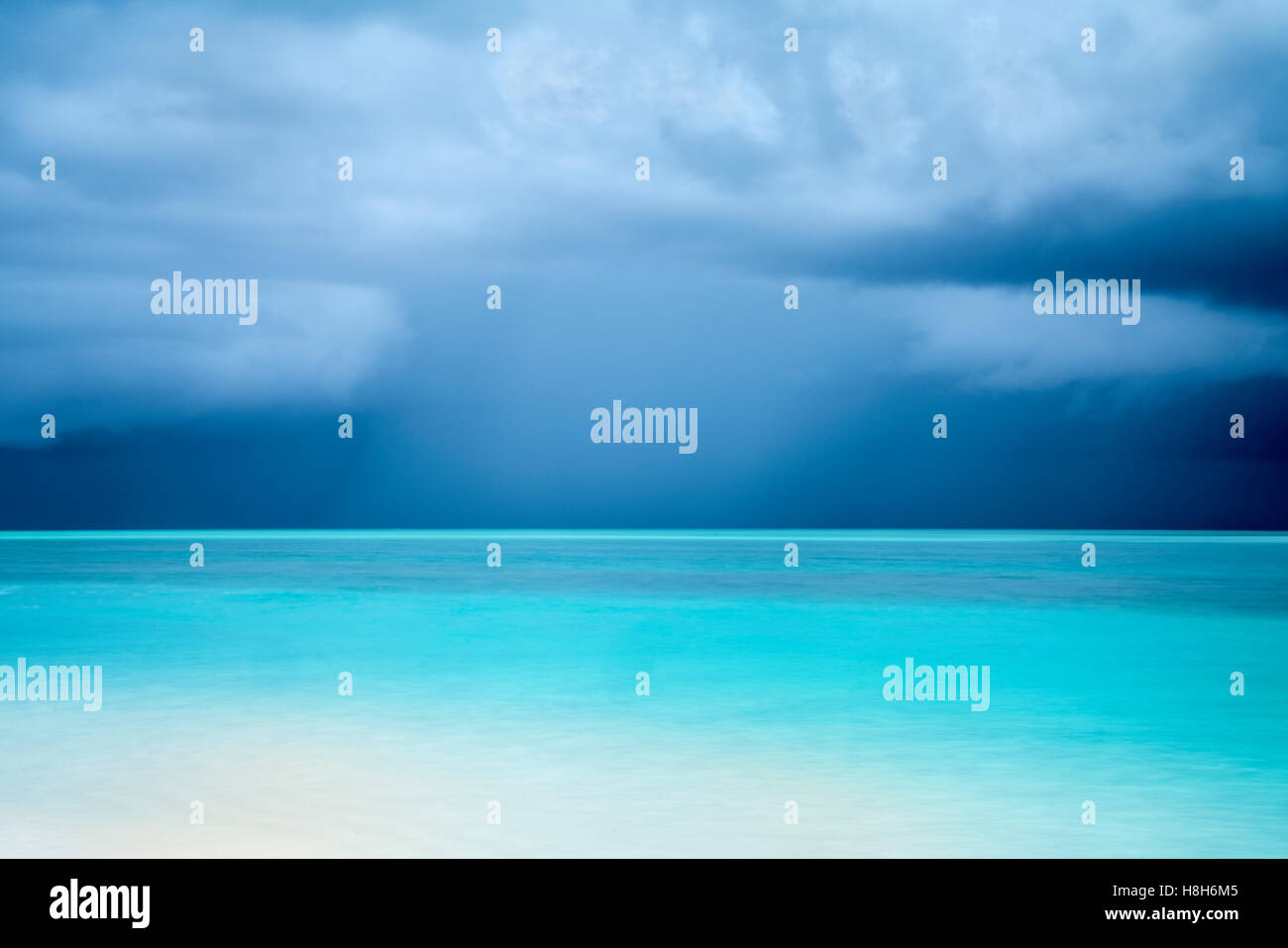 Storm clouds over ocean at Turks and Caicos. Stock Photo