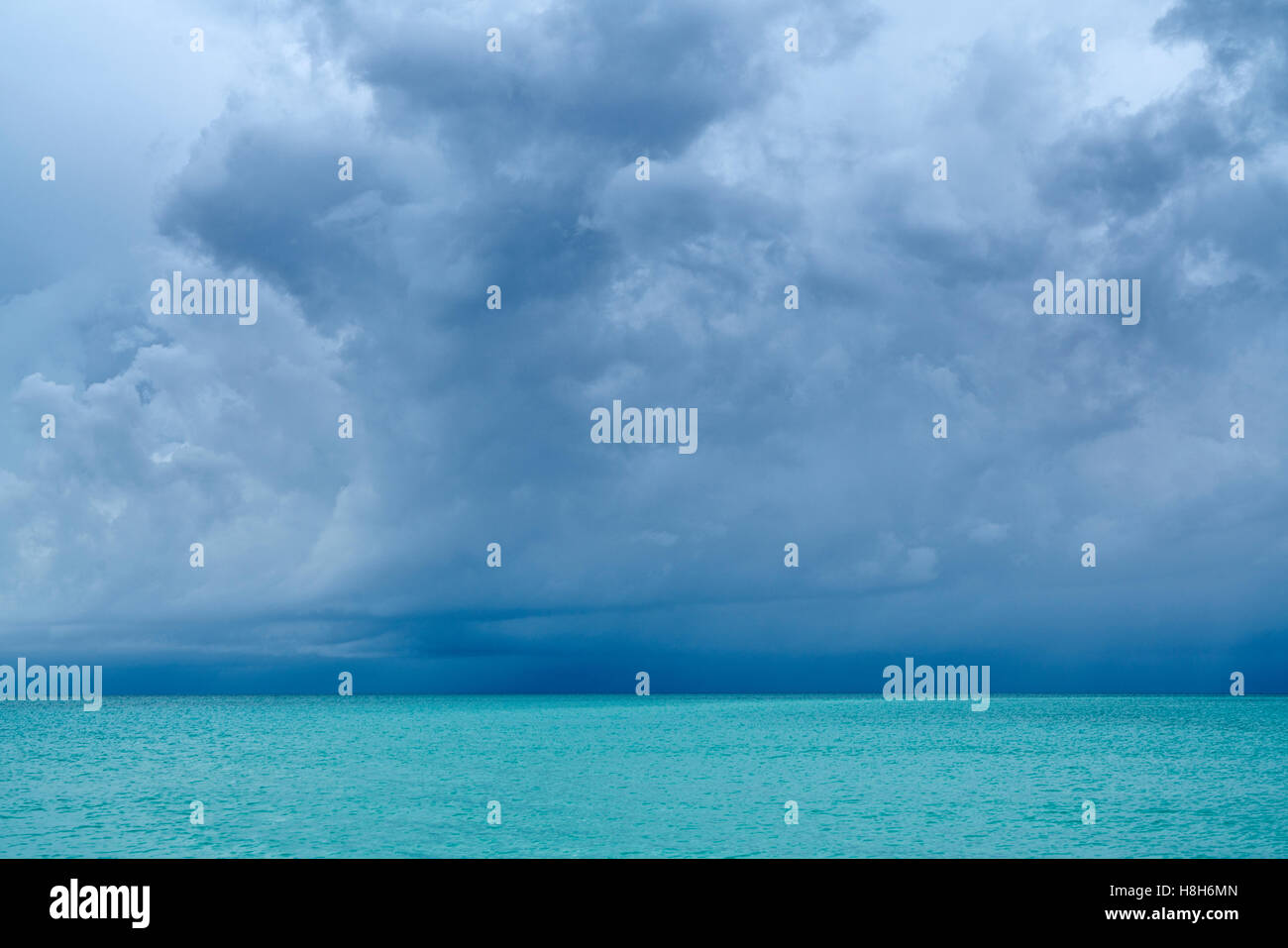 Storm clouds over ocean at Turks and Caicos. Stock Photo
