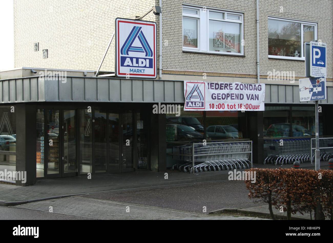Aldi Supermarket on Koningswinkelstraat in the market town of