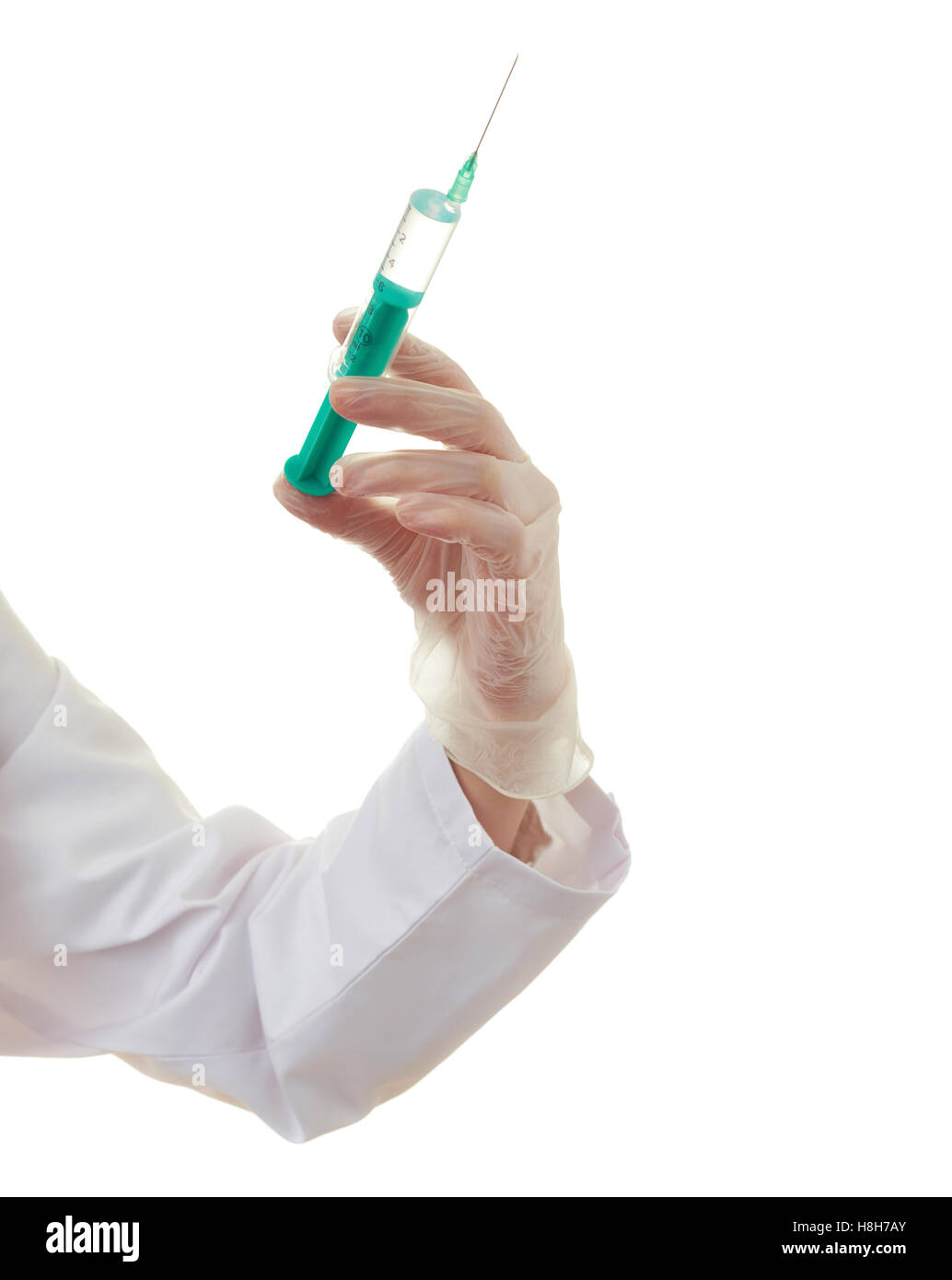 Doctor female hand over white isolated background Stock Photo
