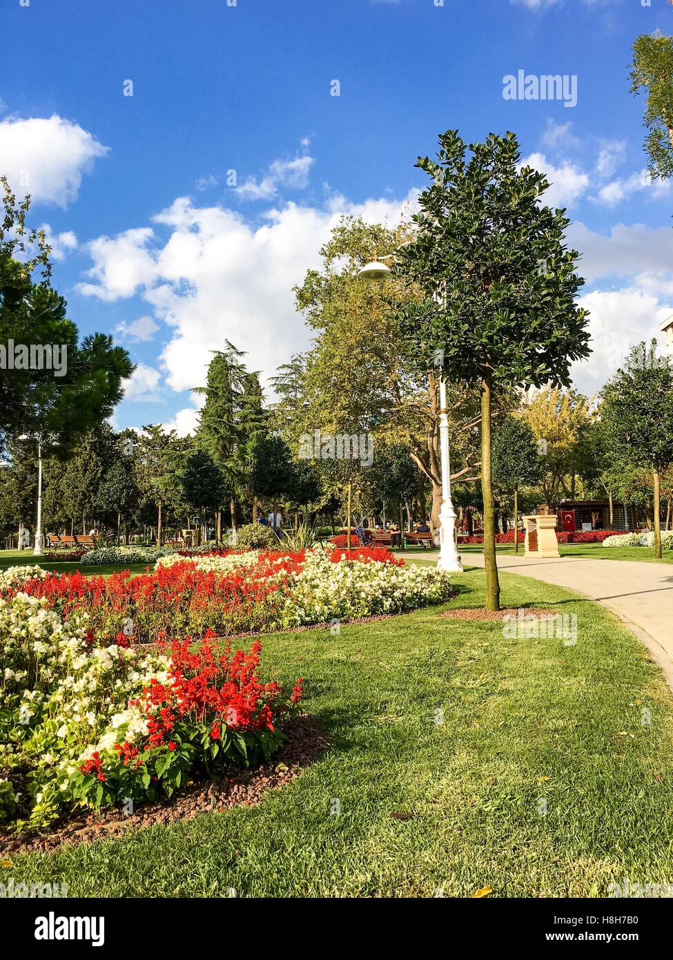 Goztepe 60th Year Park in Kadikoy, Istanbul. The park is the largest park around Bagdat Avenue and consist of many pools and child parks, many types o Stock Photo