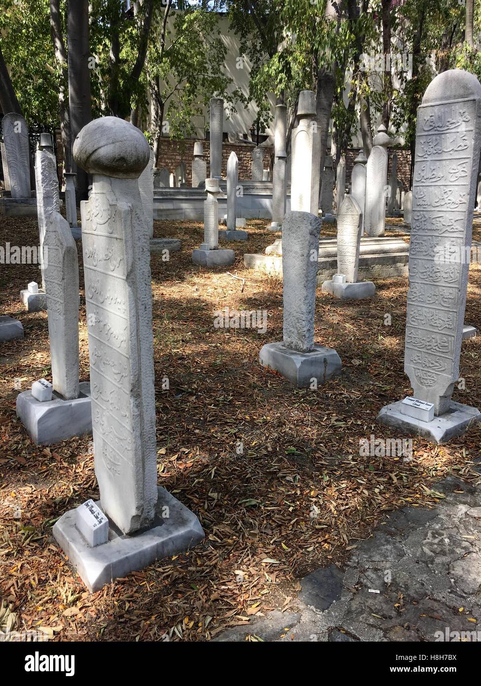 Gravestones in Galata Mevlevihane Museum. Galata Mevlevihane Museum in istanbul city. Mevlevihane located in the Beyoglu district of Istanbul province Stock Photo