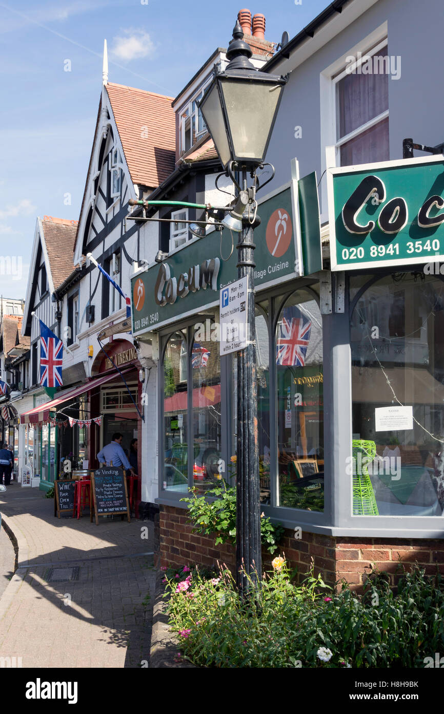 Restaurants and cafes on Bridge Street, East Molesey, Surrey, England, United Kingdom Stock Photo