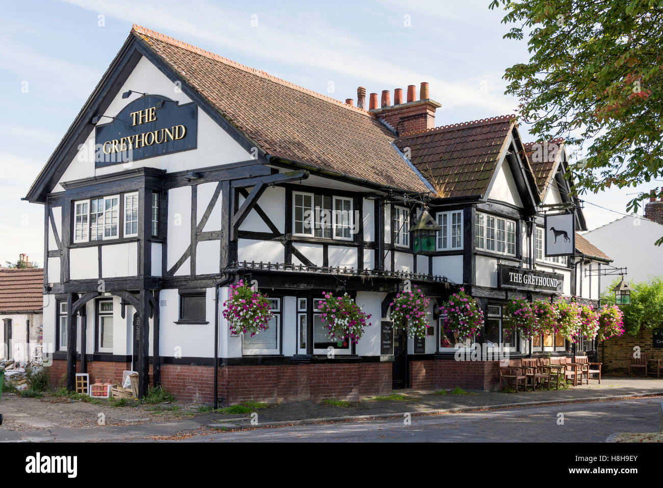 The Greyhound Pub, Weston Green, Surrey, England, United Kingdom Stock Photo