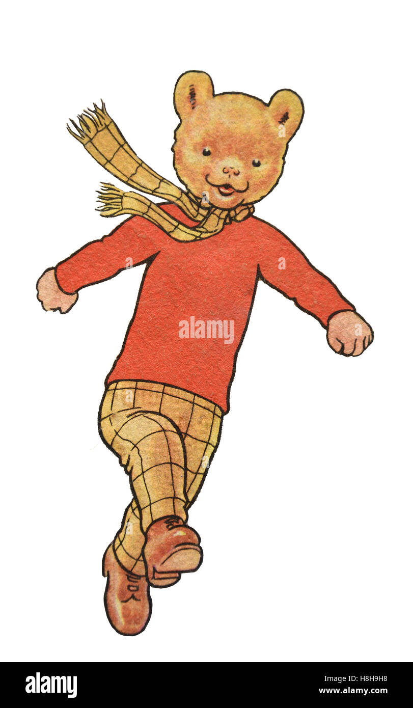 Rupert Bear running from Daily Express Rupert Bear Annual No.13 1948, Surrey, England, United Kingdom Stock Photo