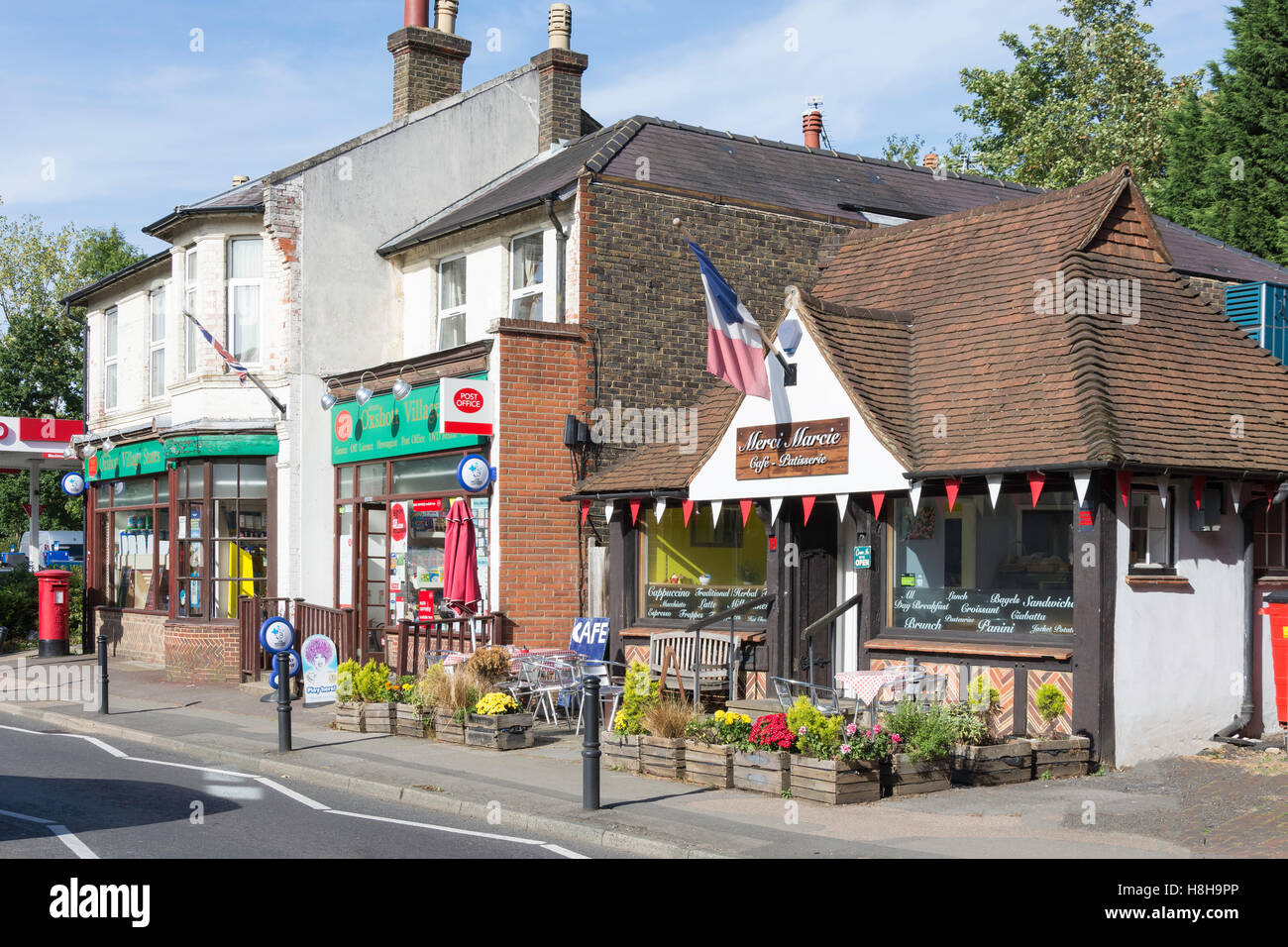 Village shops, High Street, Oxshott, Surrey, England, United Kingdom Stock Photo