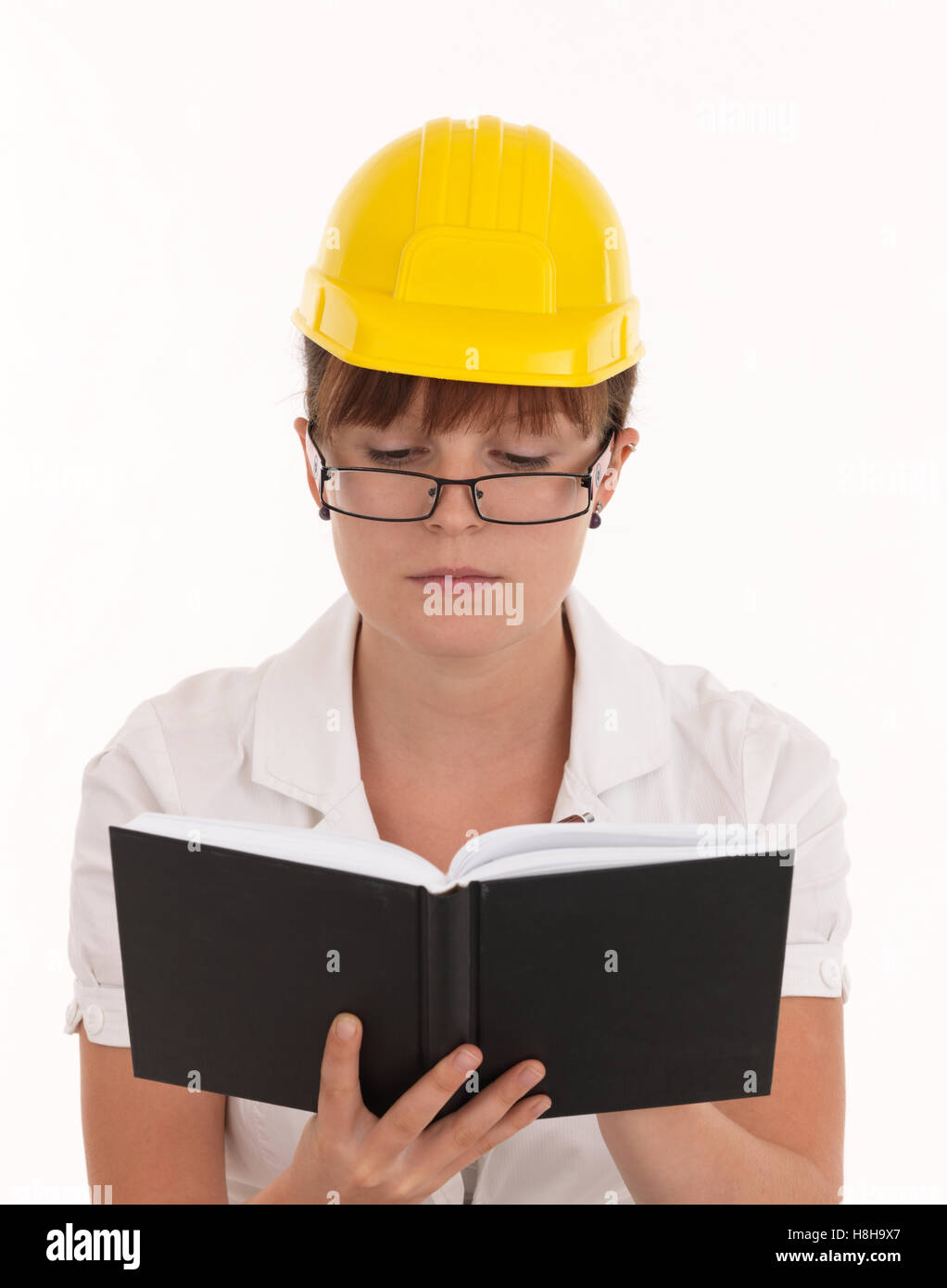Construction manager with an appointment calendar Stock Photo