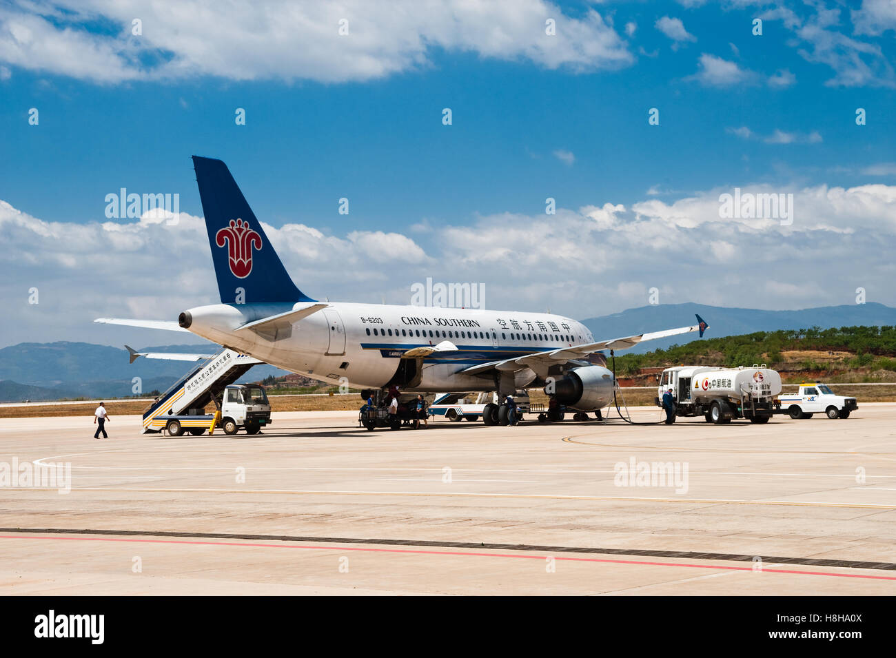 Airbus A319 of the China Southern Airlines at Huanglong airport, China, Asia Stock Photo