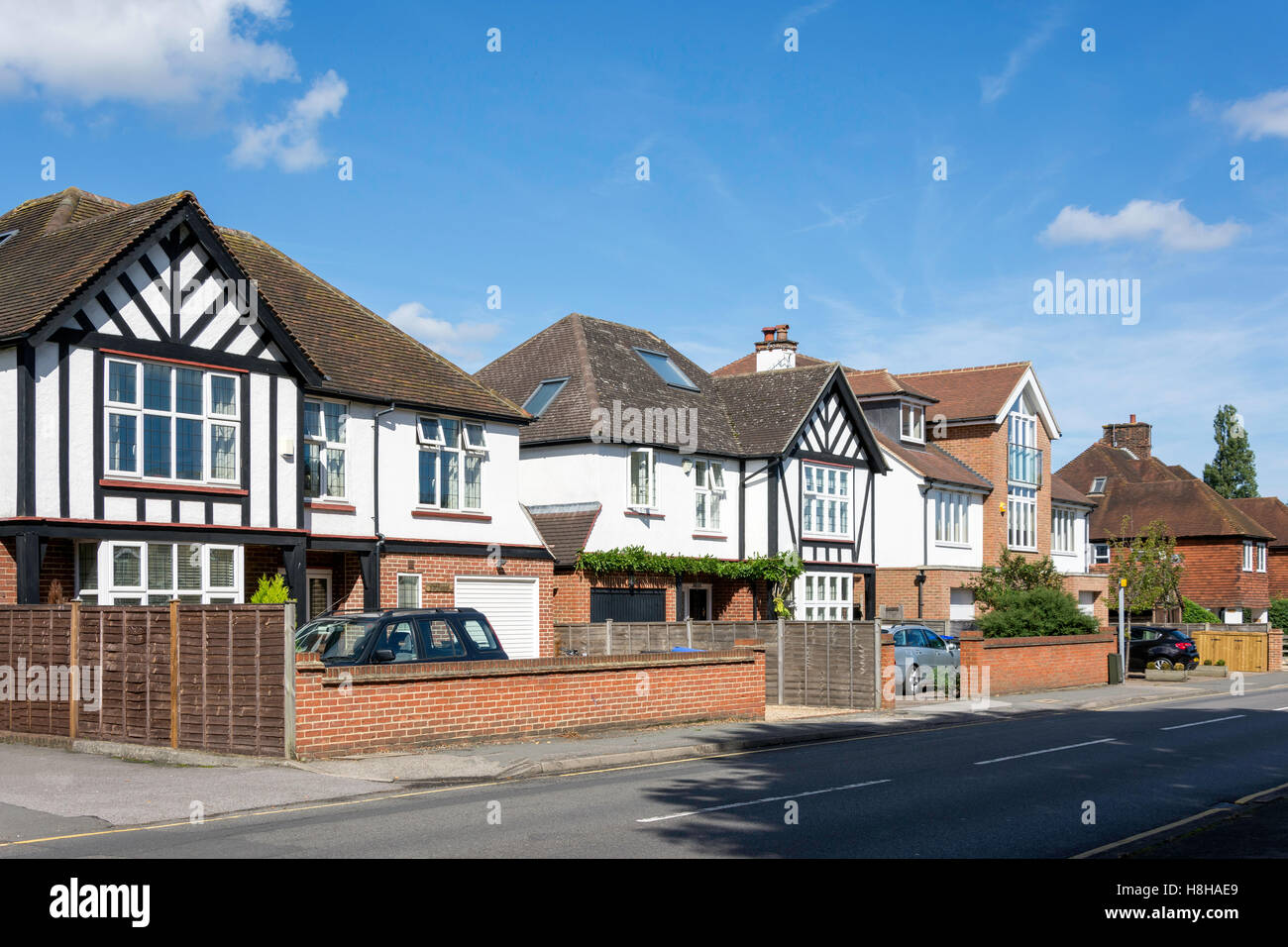 Suburban houses on Camphill Road, West Byfleet, Surrey, England, United Kingdom Stock Photo Alamy