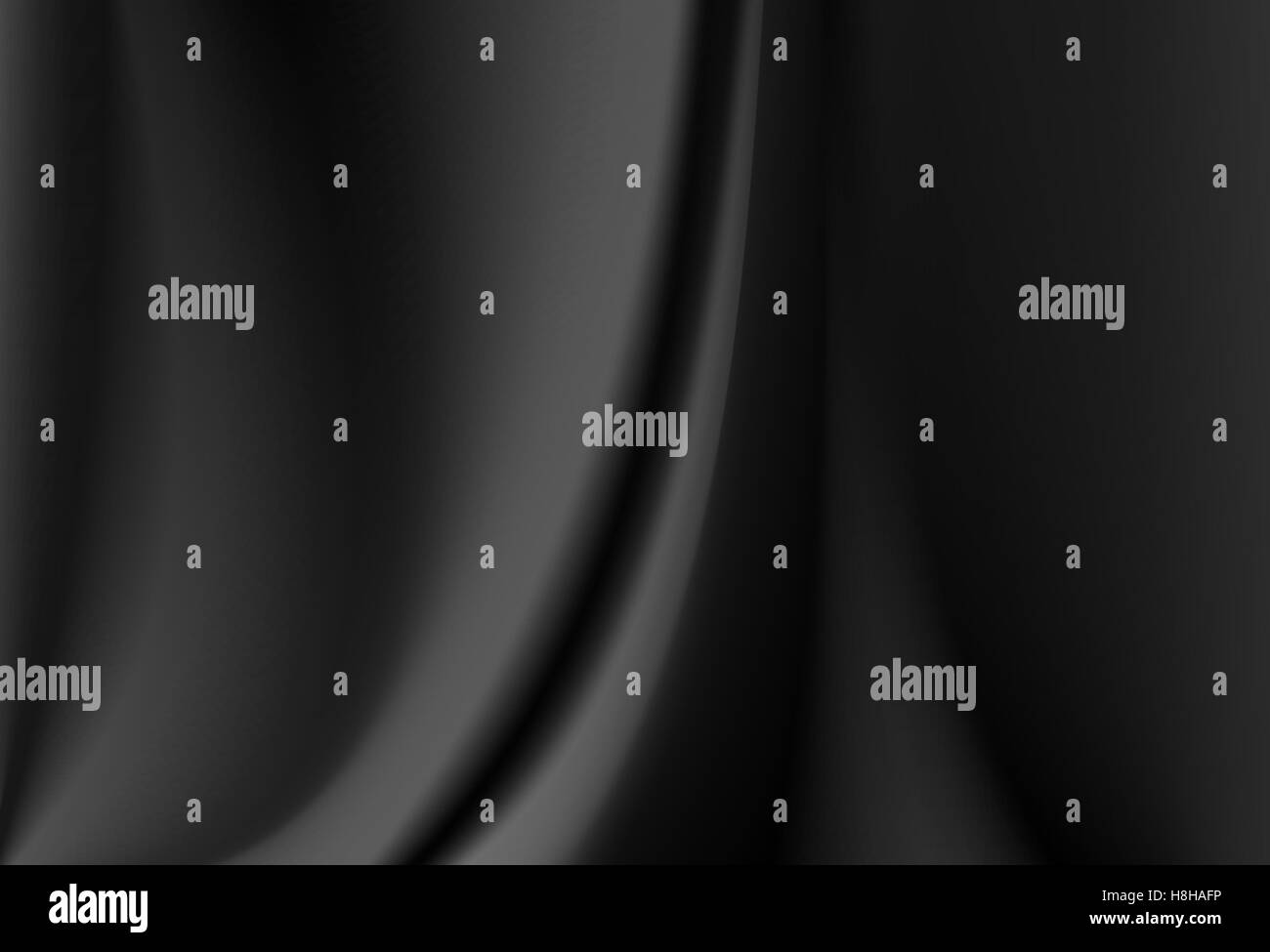 Satin black silk curtain with delicate folds. Abstract background Stock