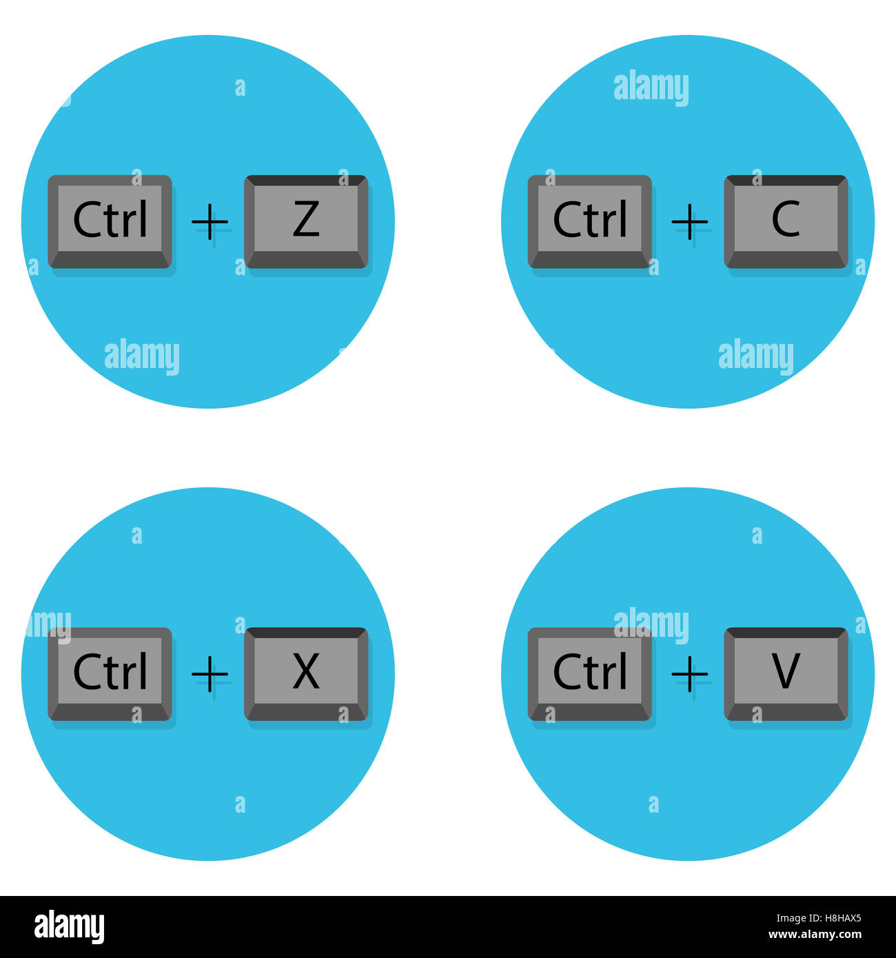 Combination of keyboard buttons. Cancel and cut, shortcuts and paste ,C and ctrl, shortcut keyboard, vector illustration Stock Photo