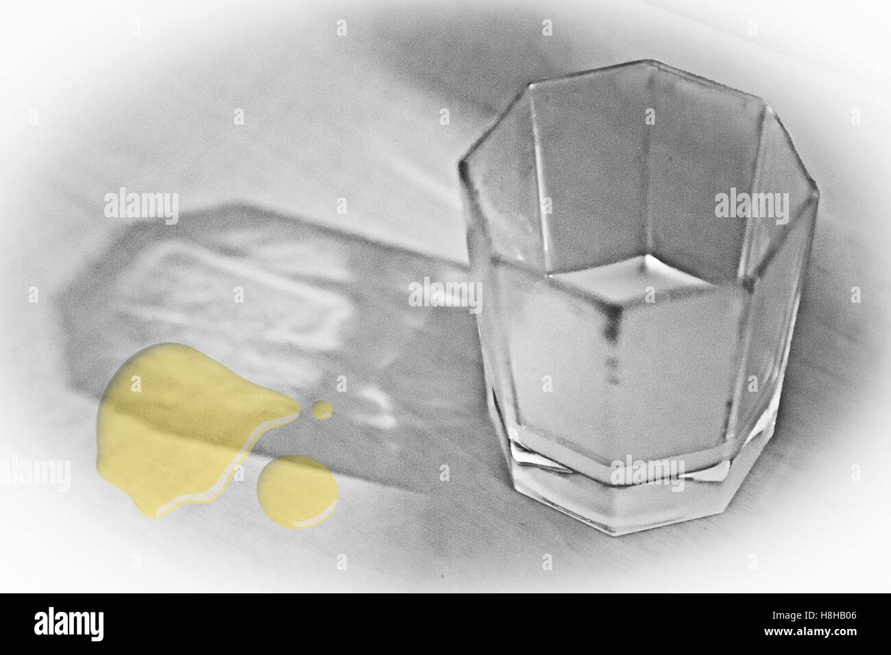 The drawing of a glass and drop on him Stock Photo