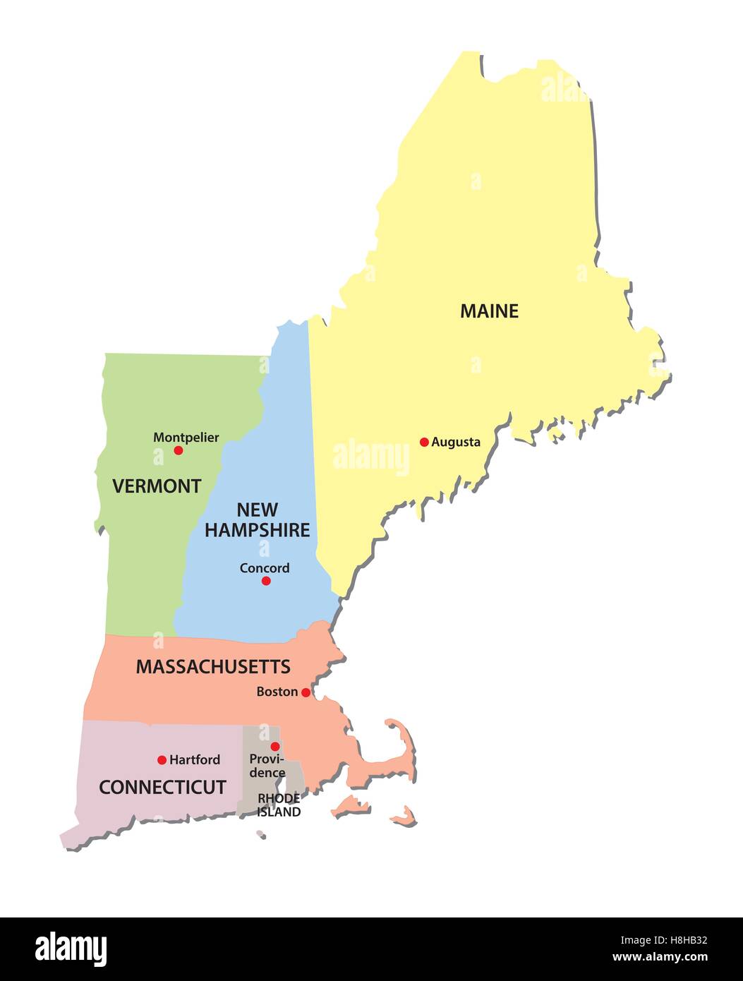 map of new england states New England States Map Stock Vector Image Art Alamy