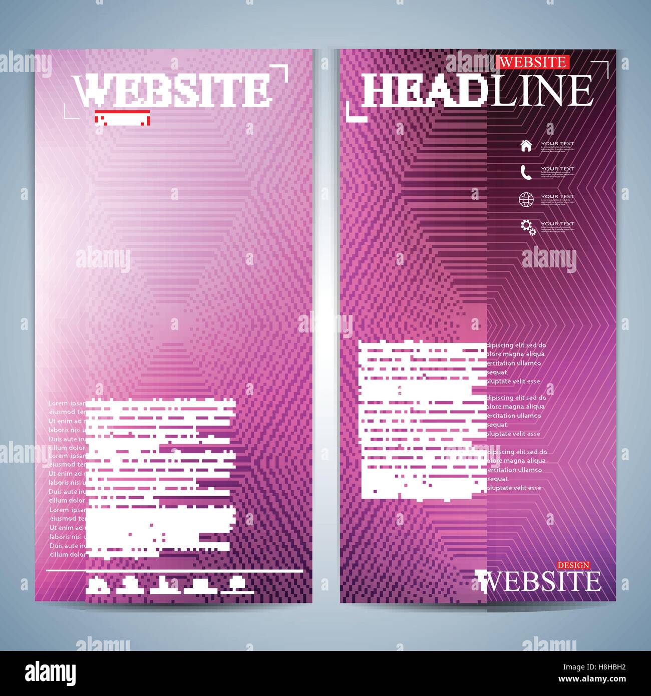 Set of multicolored vertical backgrounds. Modern page website design