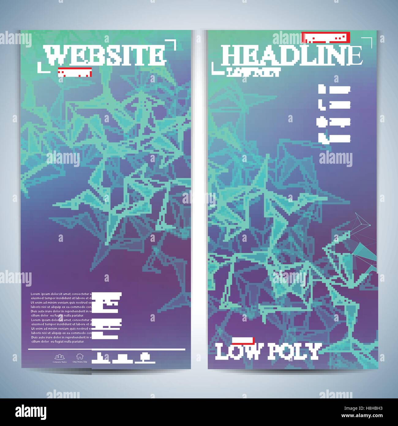 Set of multicolored vertical backgrounds. Modern page website design