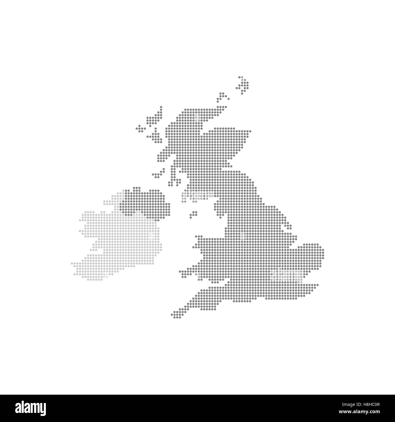 Grey Map United Kingdom In The Dot Vector Illustration H8HC0R 