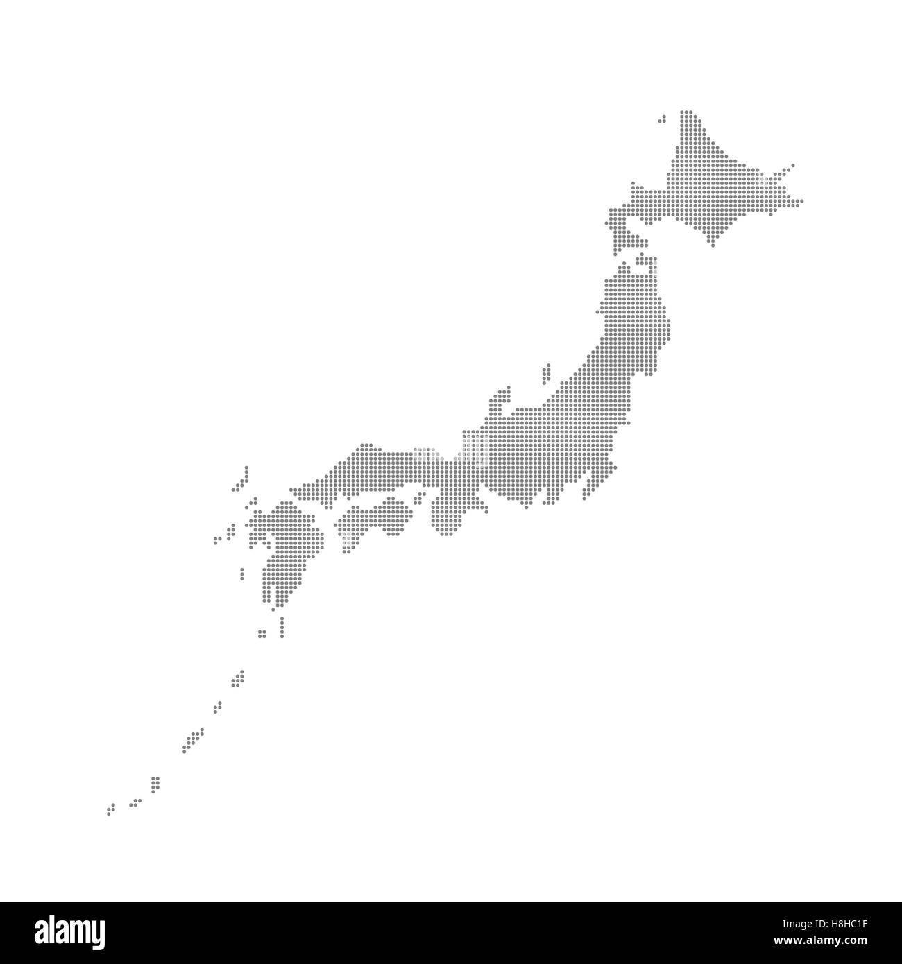 Grey Map Japan In The Dots . Vector illustration Stock Vector