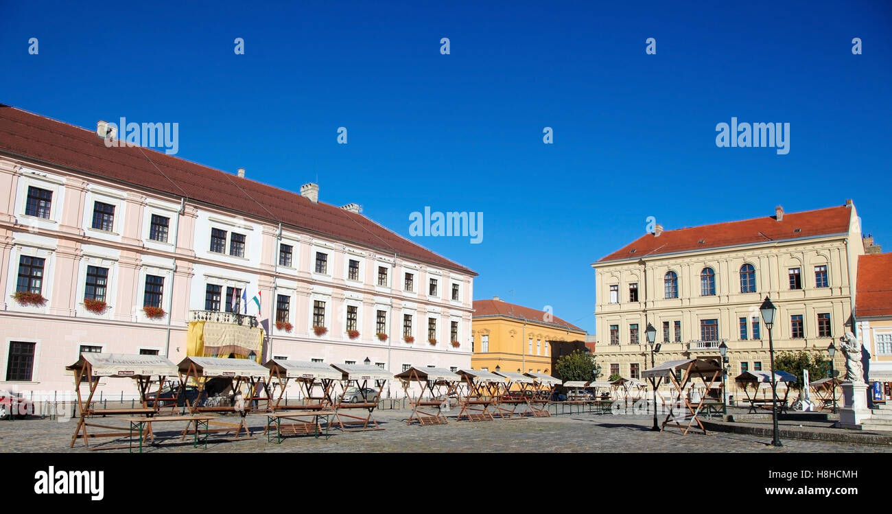 The Holy Trinity square (Trg Svetog Trojstva) is the central place in Tvrdja, the Fortress or historic center of the old town of Stock Photo