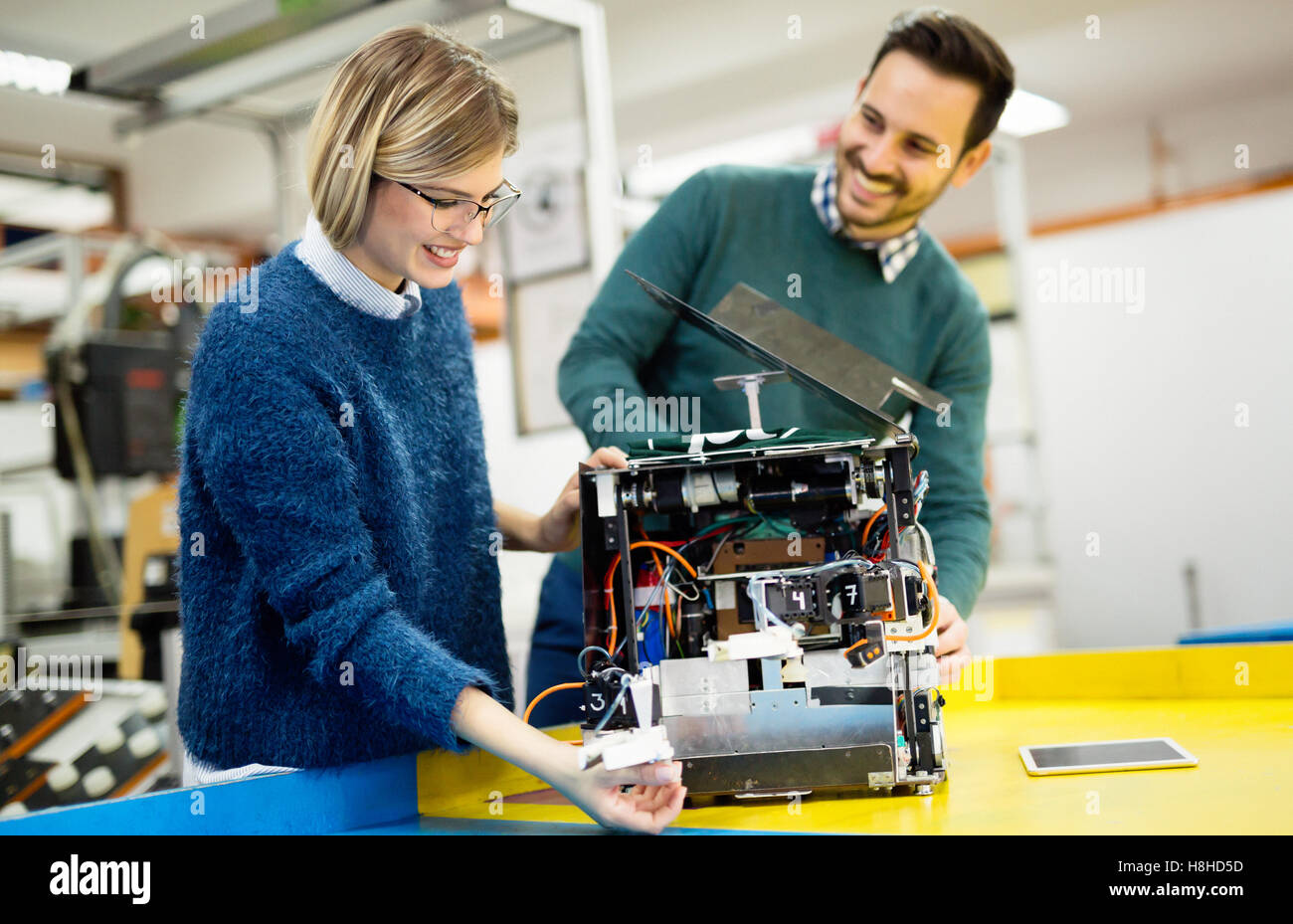Robotics engineer students teamwork on project Stock Photo Alamy