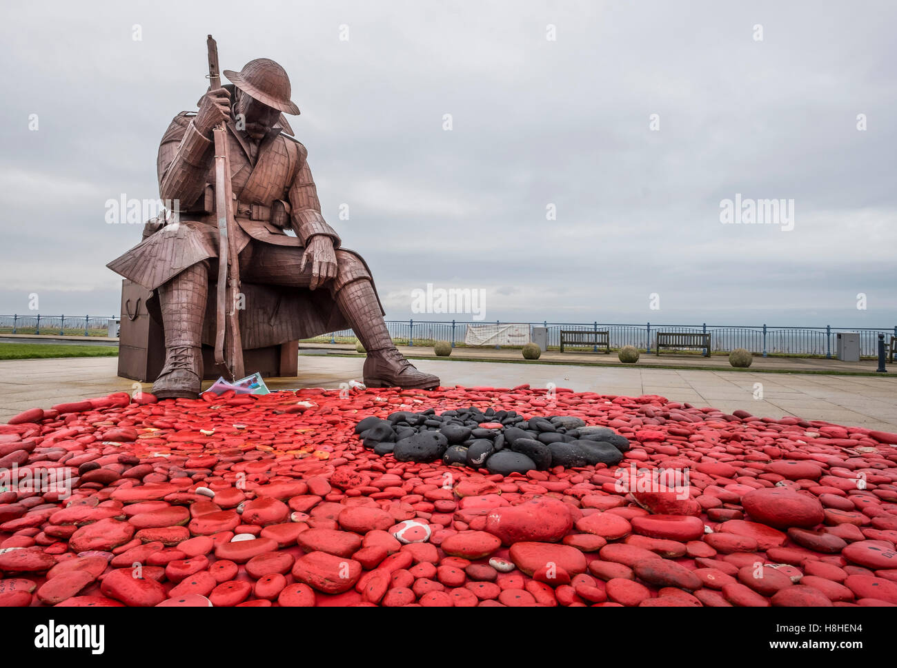 A photo of the war memorial 'Old Tommy' located in Seaham, County Durham, UK. Taken 12 November 2016 Stock Photo