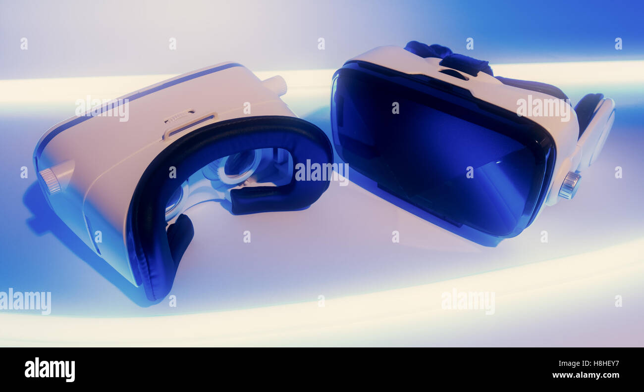 Virtual vr glasses. Two virtual reality headset Stock Photo Alamy