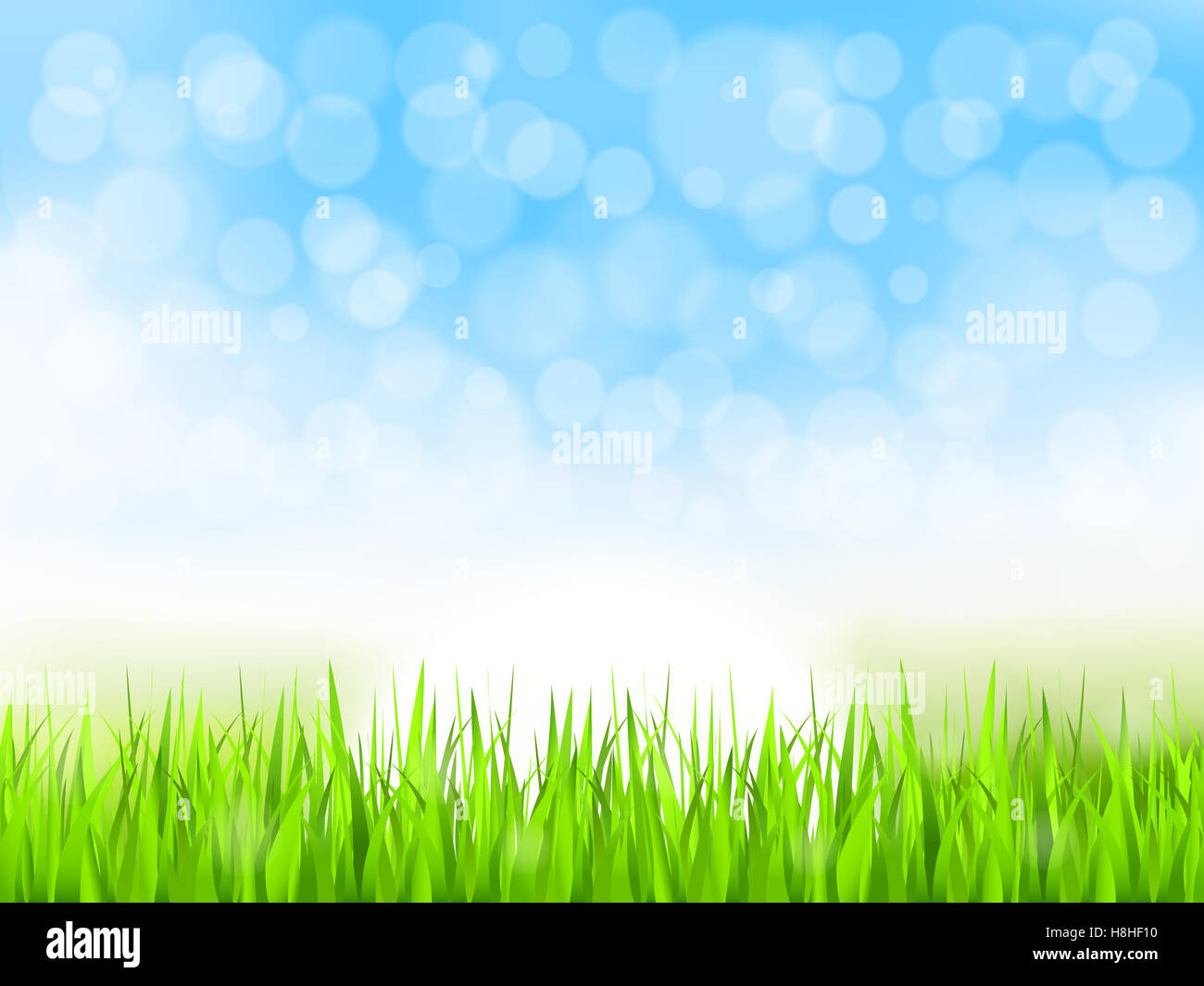 Summer background with green grass and blue sky Stock Photo - Alamy