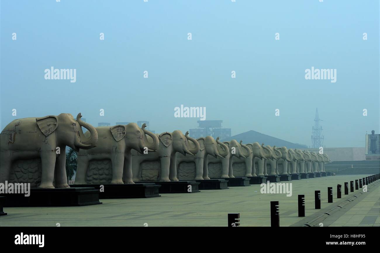 Lucknow The largerthanlife statues 130 statues of huge elephants, were placed in parks in