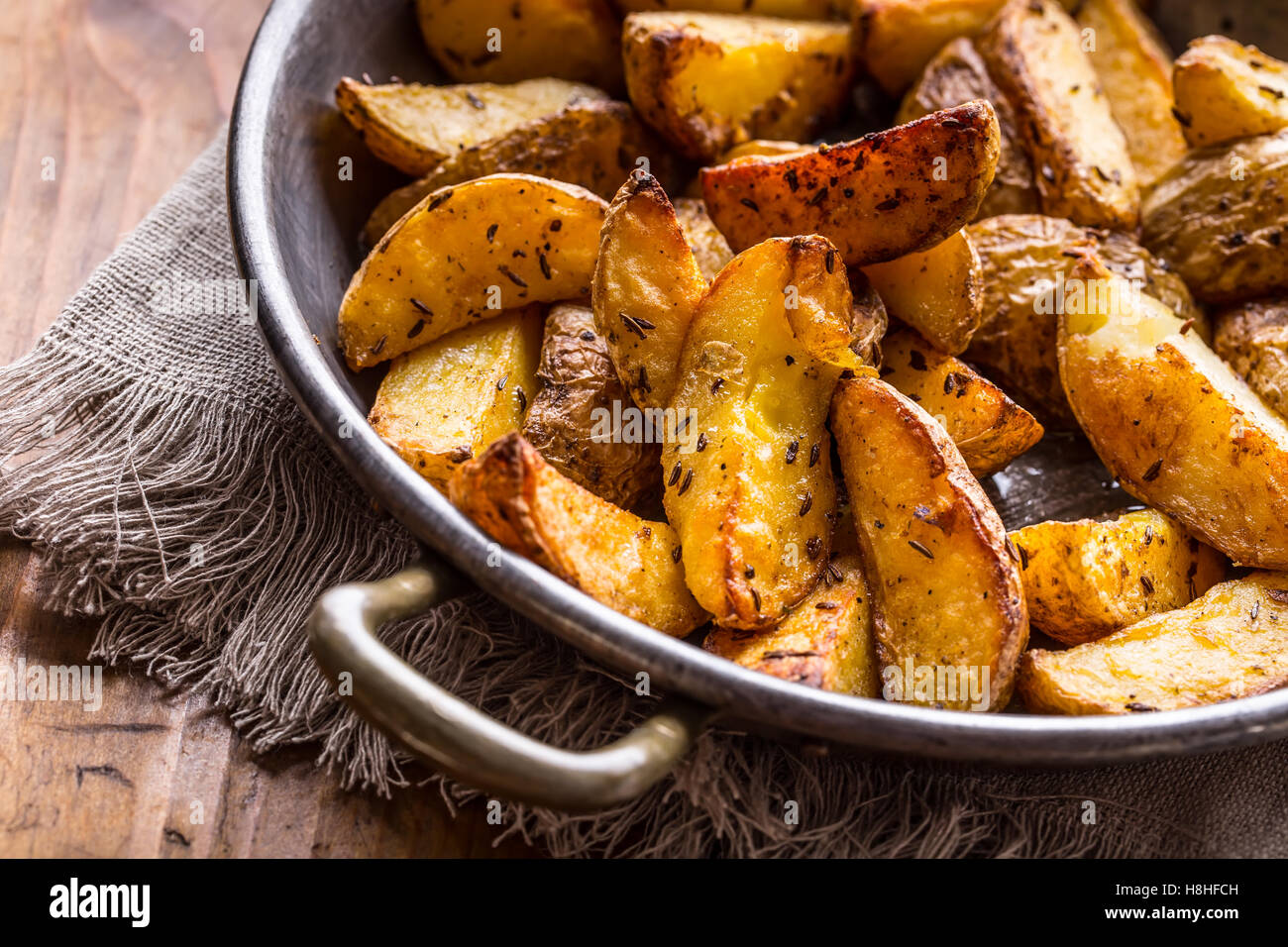 Potato. Roasted potatoes. American potatoes with salt pepper and
